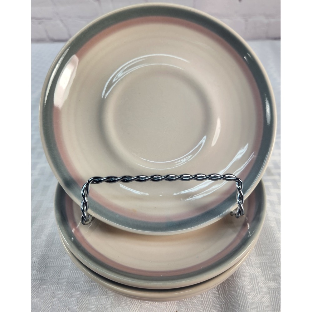 Pfaltzgraff Juniper 6" Tea Saucer Plates Set of 4 Mauve & Teal